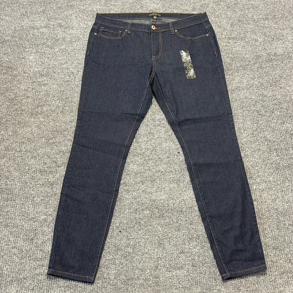 Forever 21+ Womens Skinny Jeans Plus Size 18 Regular Blue Denim Stretch Mid Rise